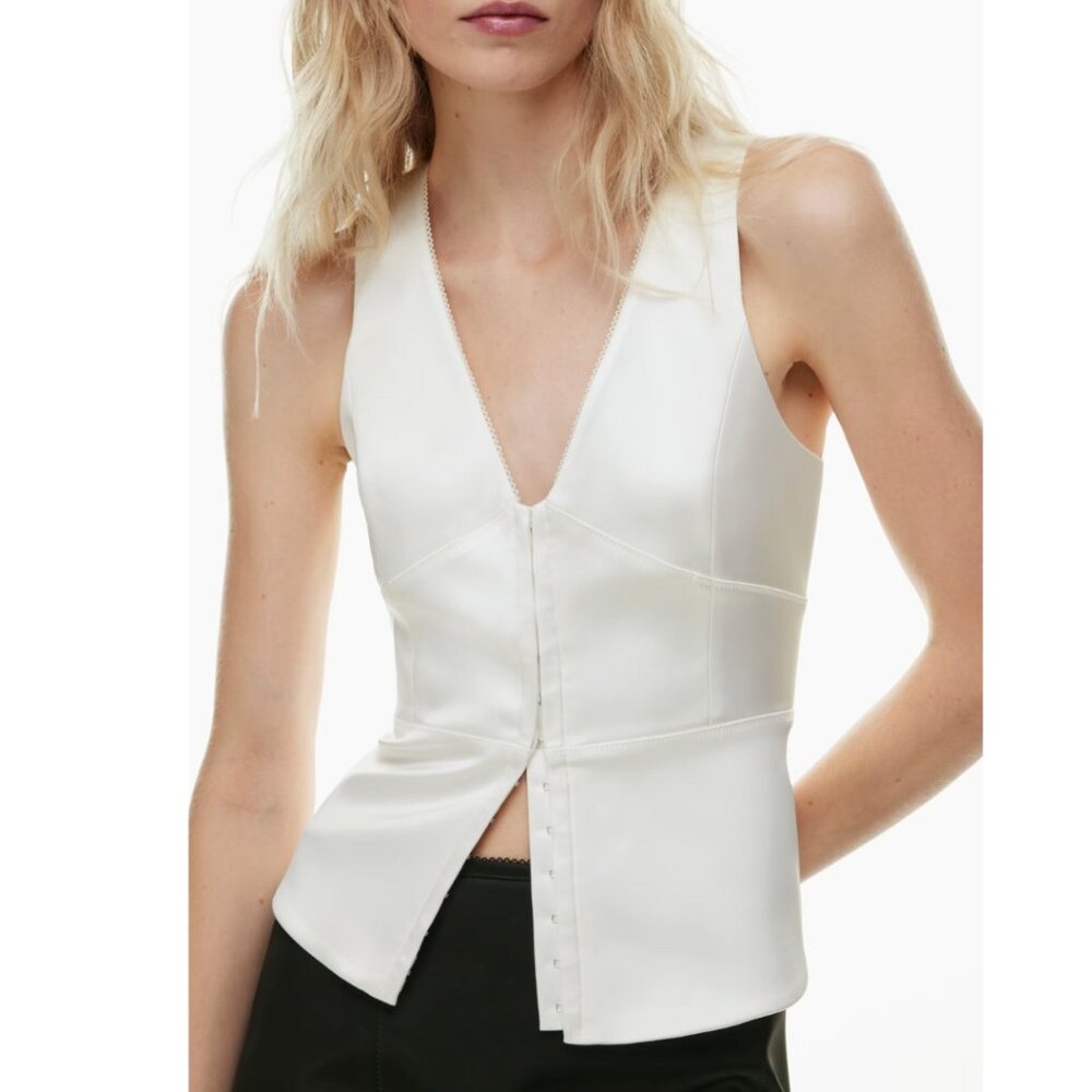 NWOT Aritzia Ten Canape Satin V-neck Peplum Top